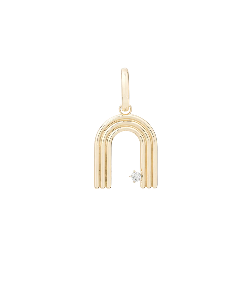Groovy Diamond Initial N Charm 14K
