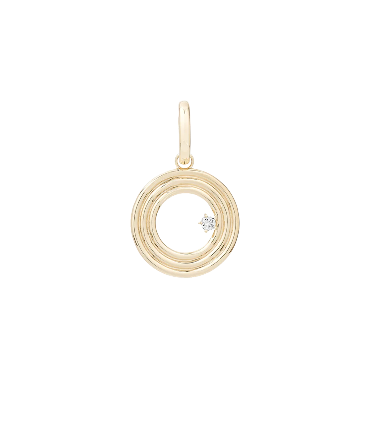 Groovy Diamond Initial O Charm 14K
