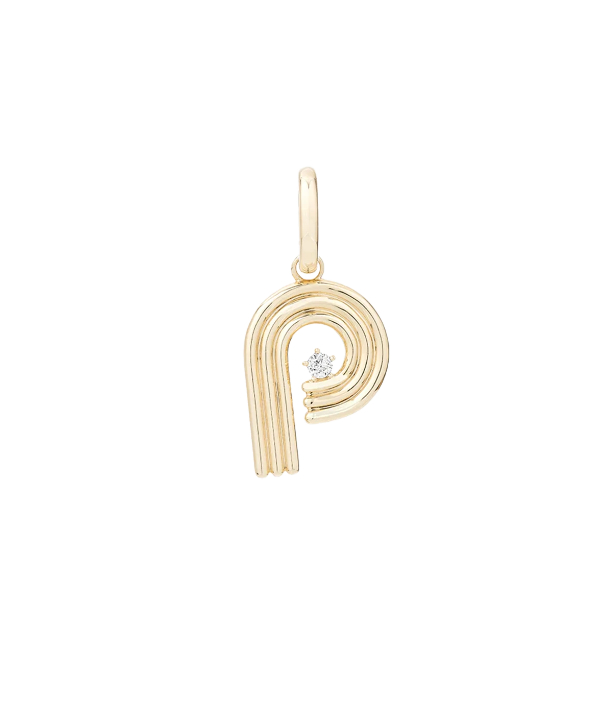 Groovy Diamond Initial P Charm 14K