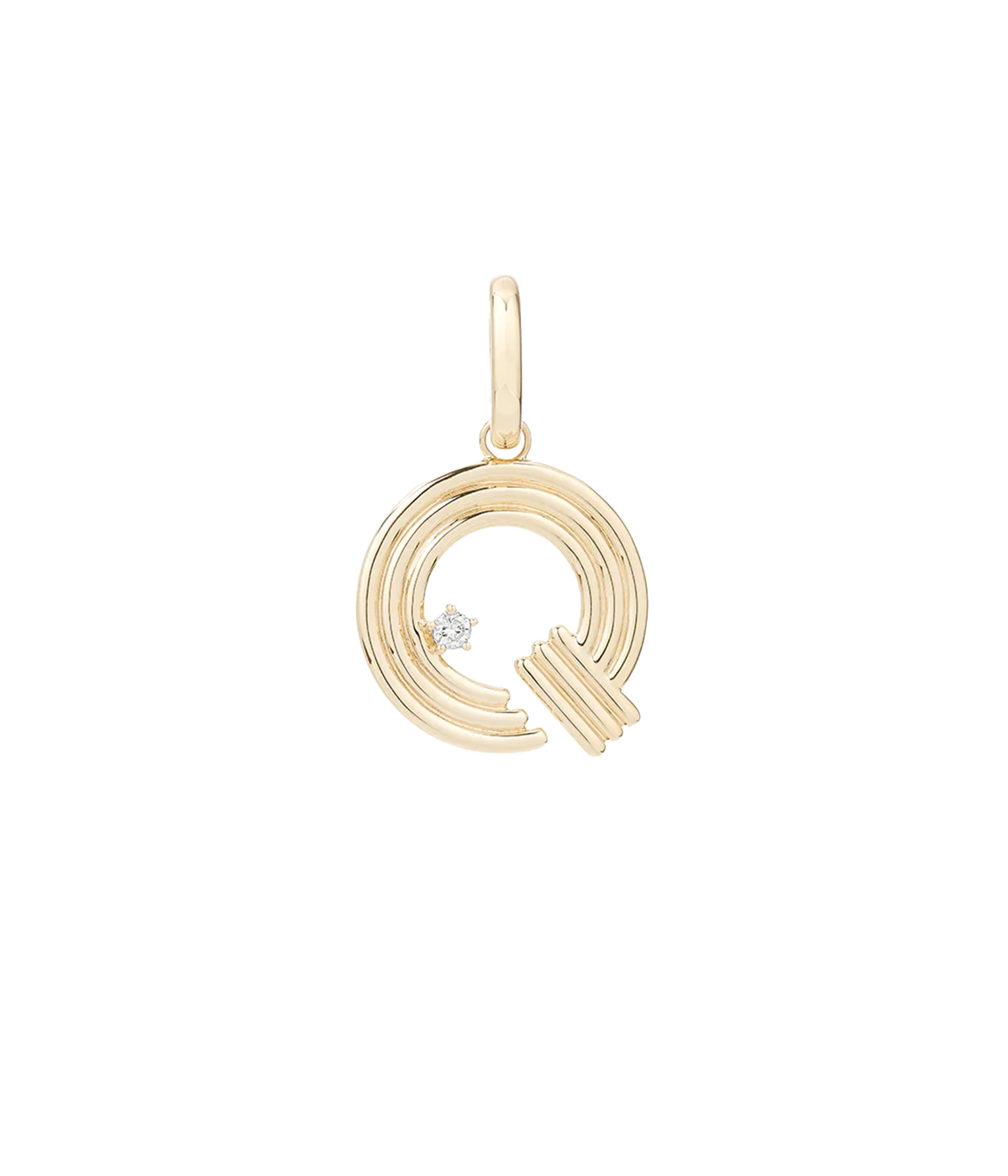 Groovy Diamond Initial Q Charm 14K