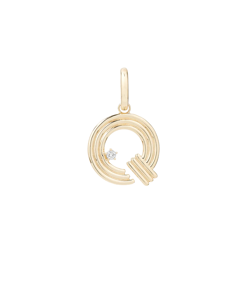 Groovy Diamond Initial Charm In 14K
