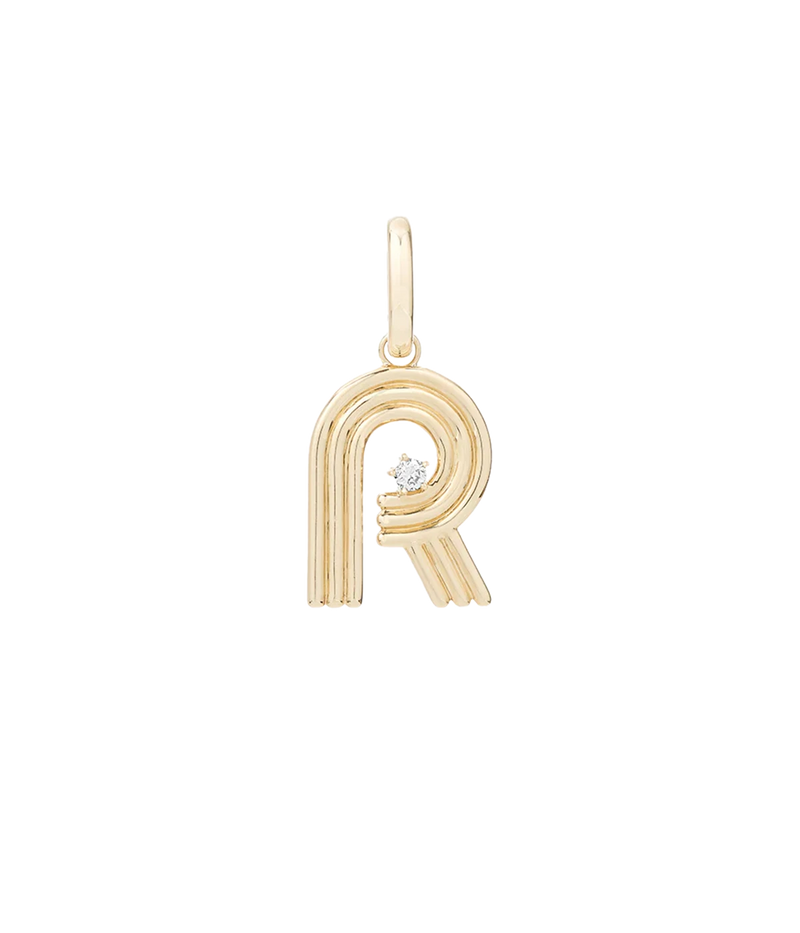 Groovy Diamond Initial Charm In 14K