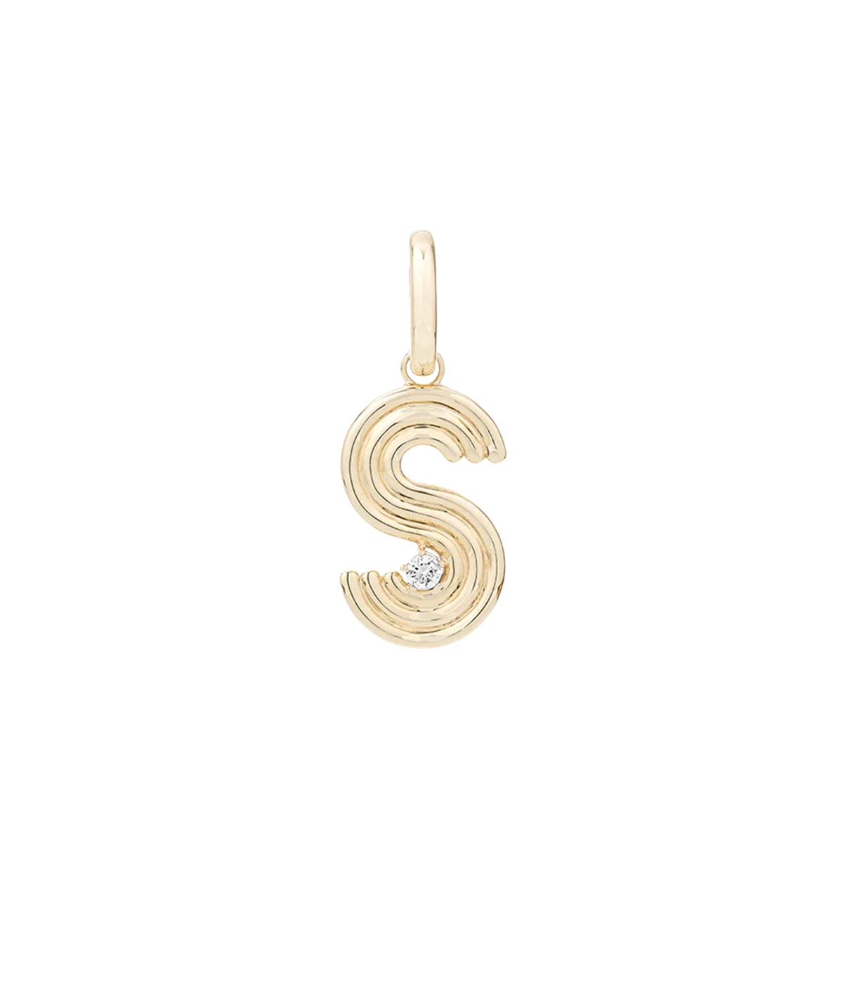 Groovy Diamond Initial Charm In 14K