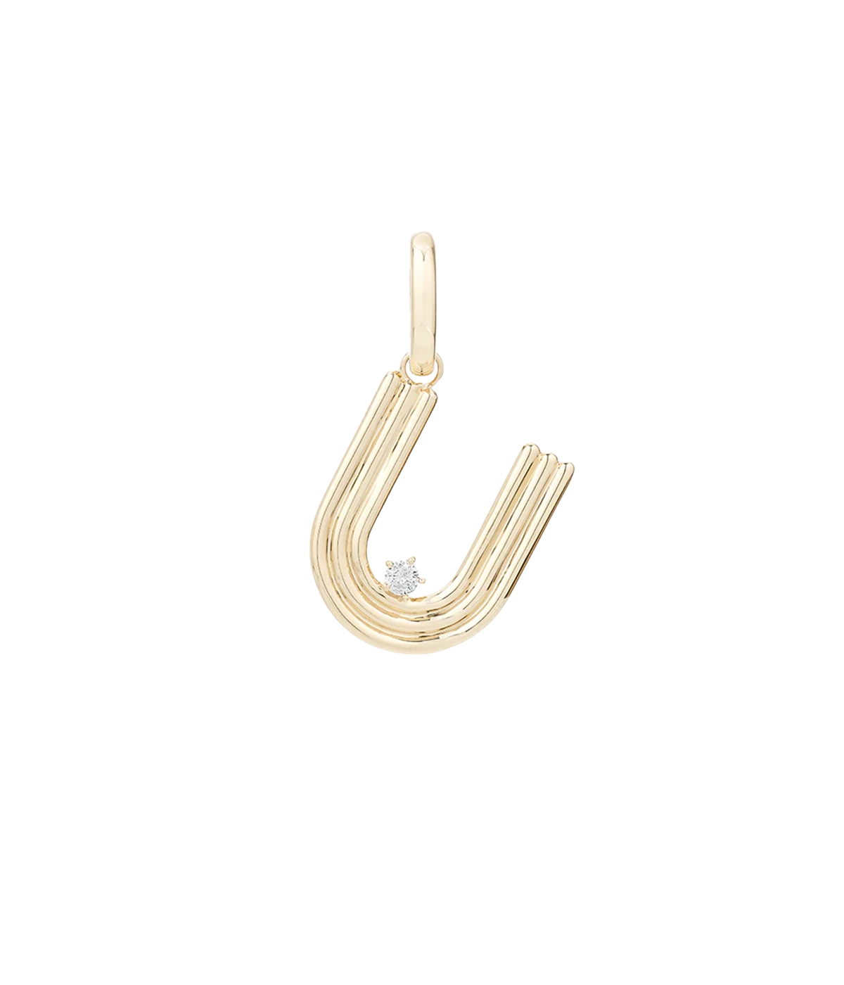 Groovy Diamond Initial U Charm 14K