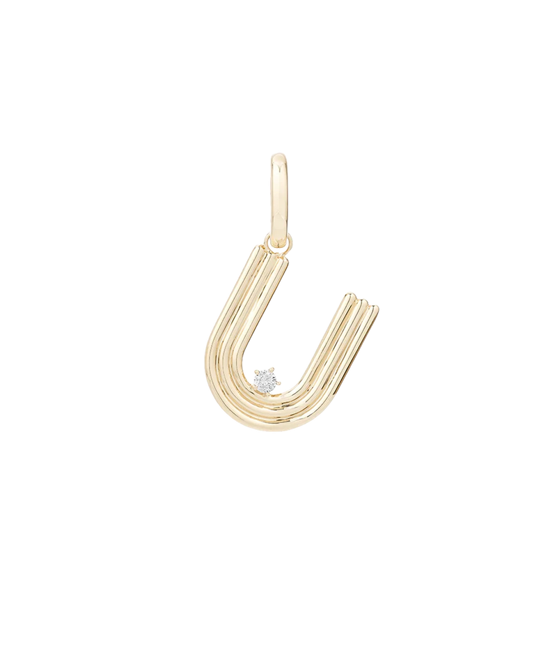 Groovy Diamond Initial Charm In 14K