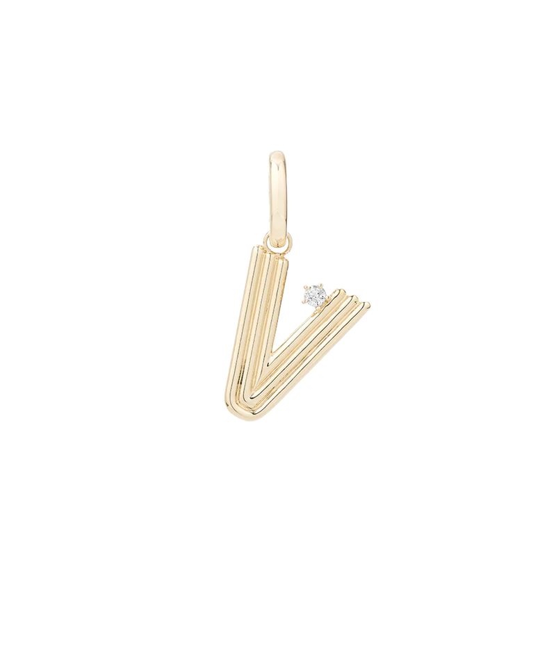 Groovy Diamond Initial Charm In 14K