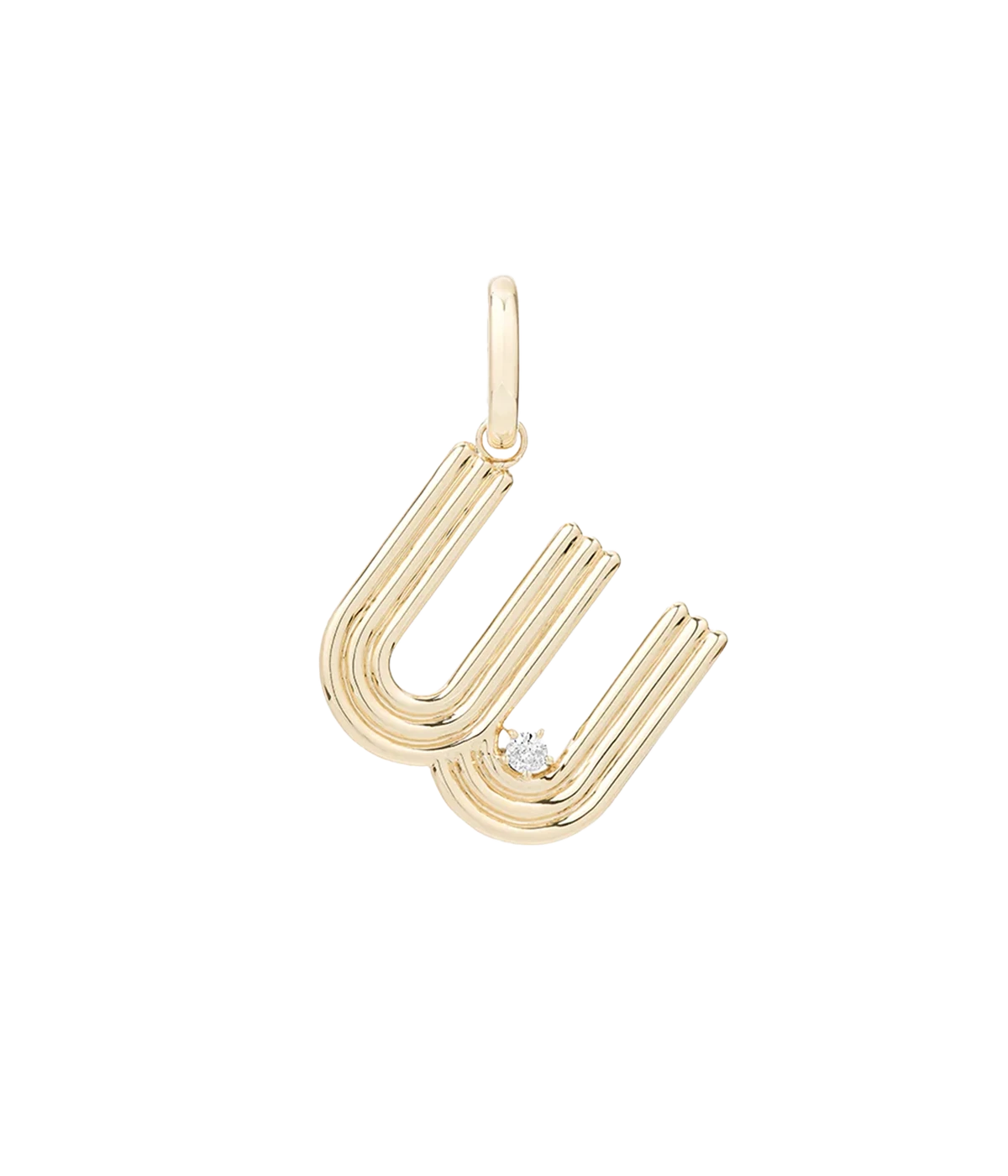 Groovy Diamond Initial W Charm 14K