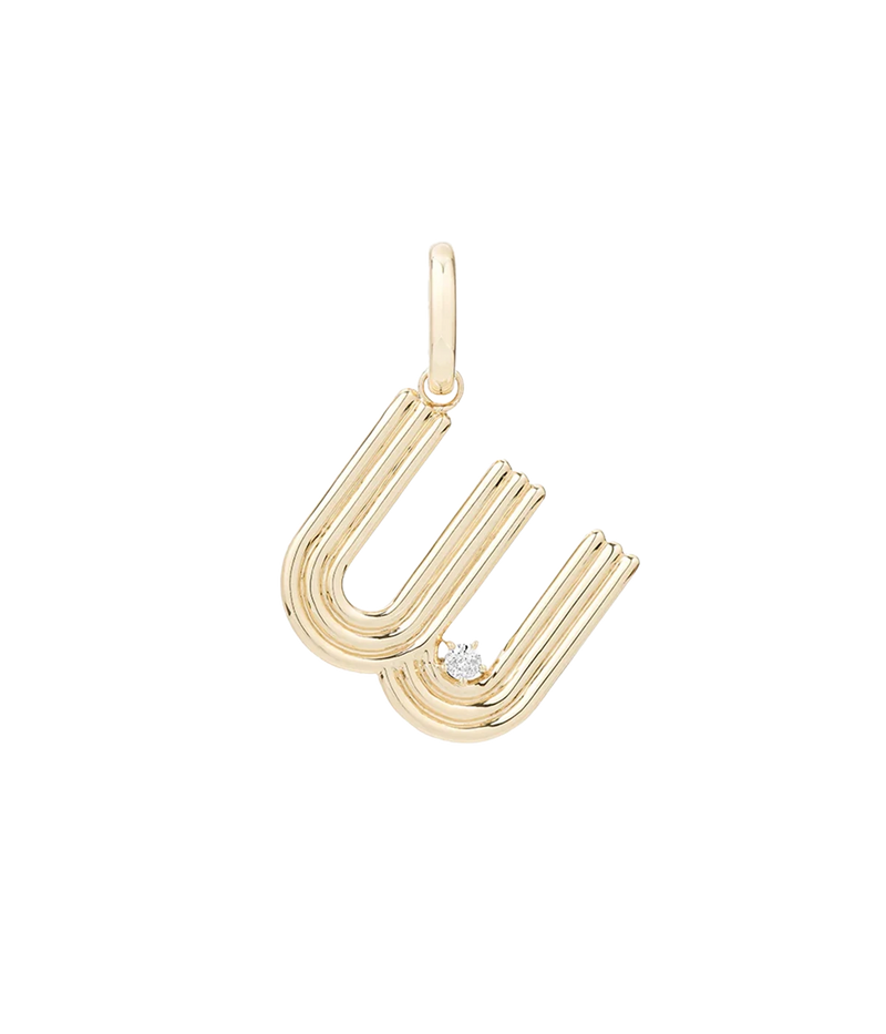 Groovy Diamond Initial Charm In 14K