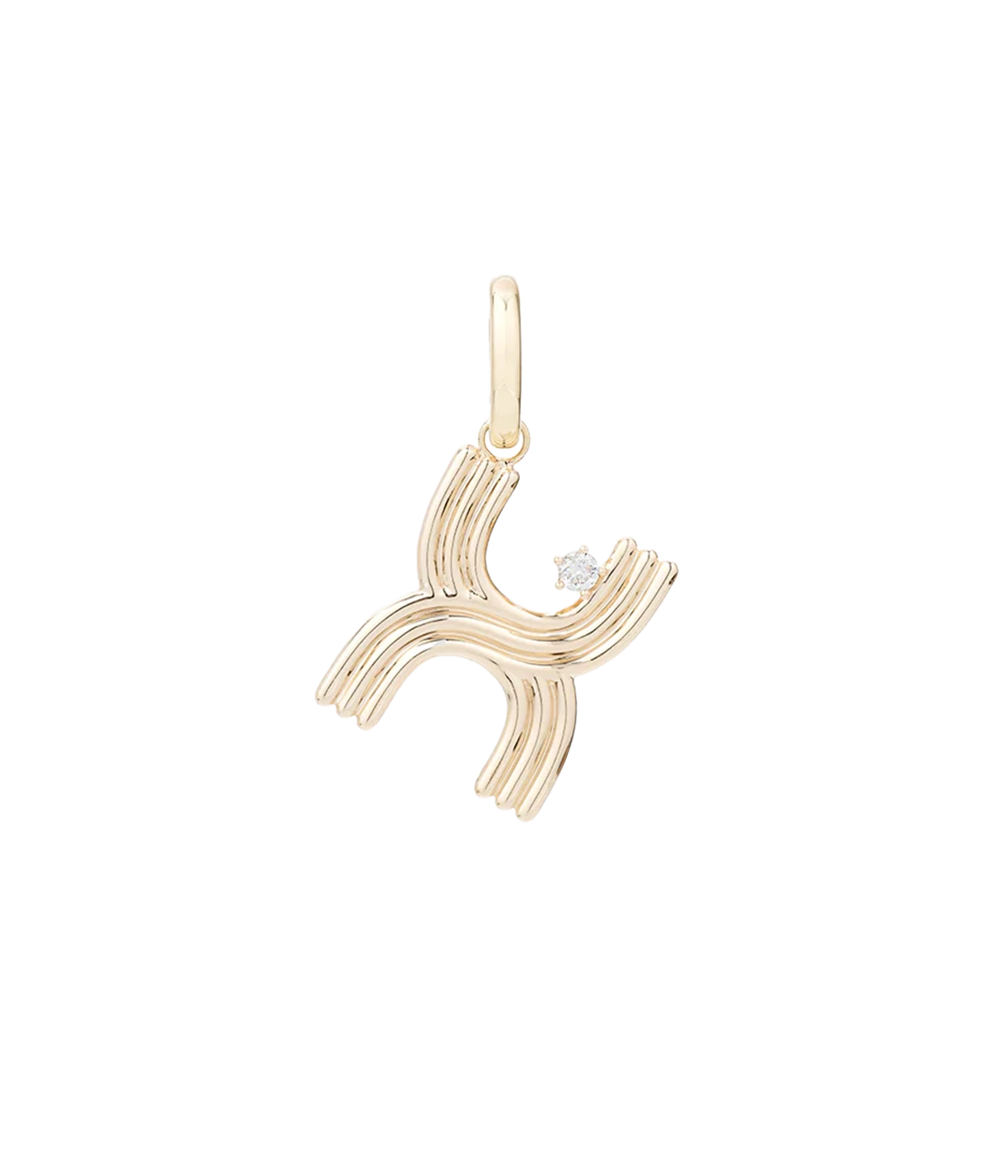 Groovy Diamond Initial Charm In 14K