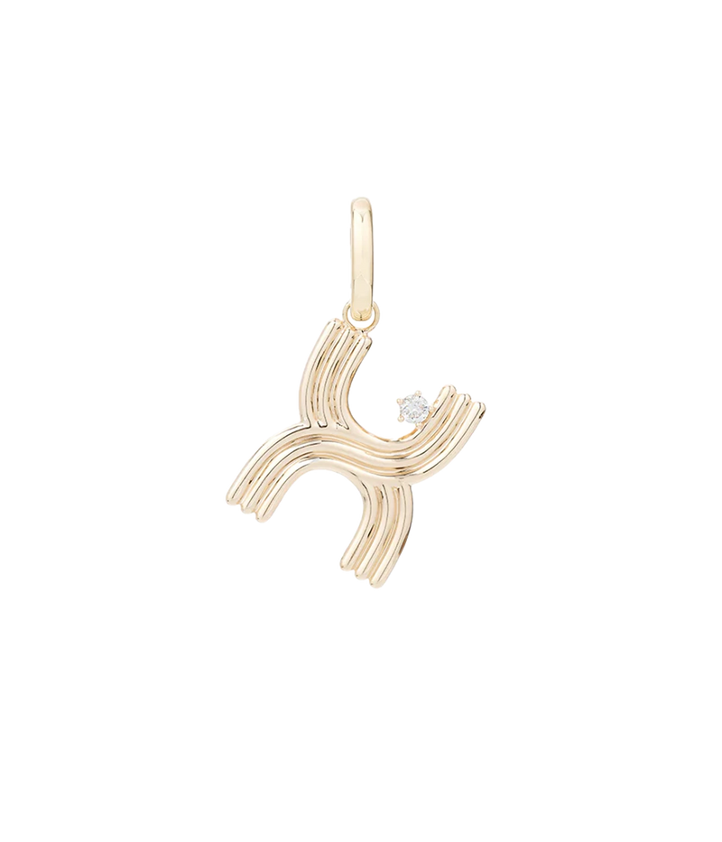Groovy Diamond Initial Charm In 14K