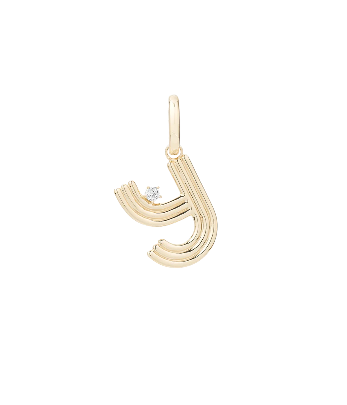 Groovy Diamond Initial Y Charm 14K