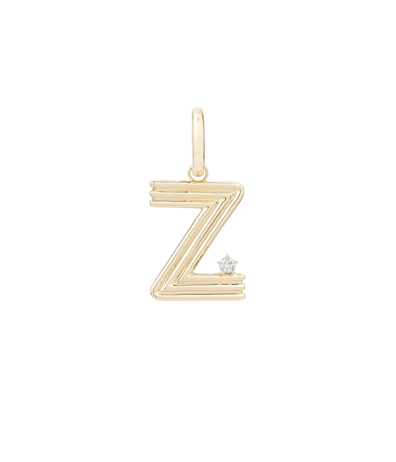 Groovy Diamond Initial Charm In 14K