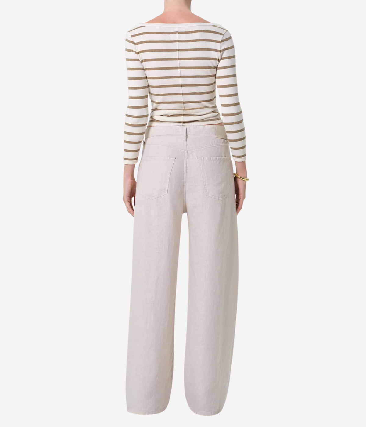 Brynn Drawstring Linen Trouser in Pale Stone