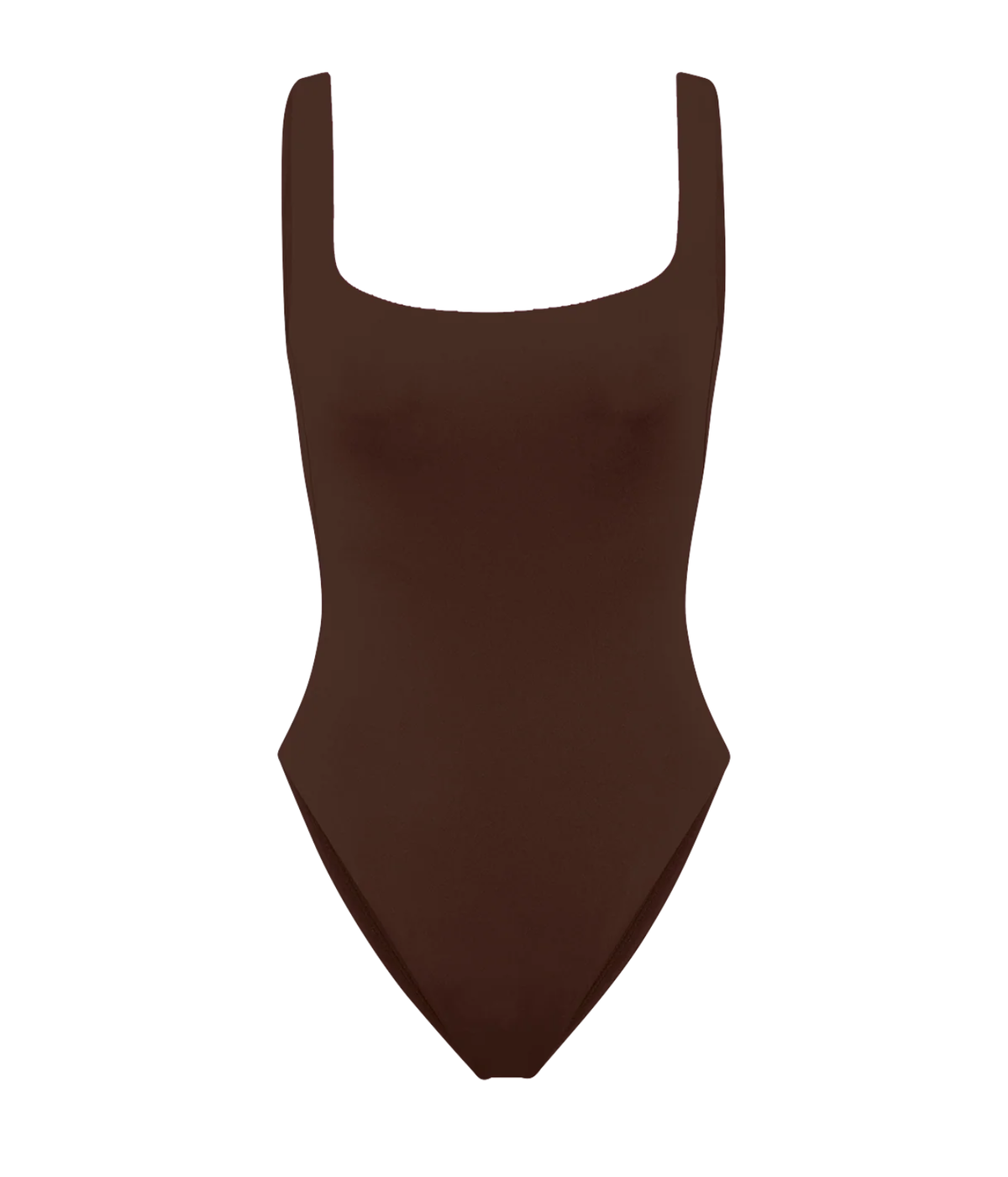 A solid dark brown one-piece swimsuit - Streamline Suit In Cold Brew