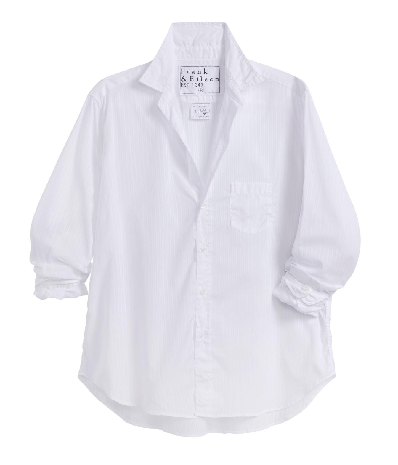 Eileen Woven Button Up Shirt in Sheer White Stripe