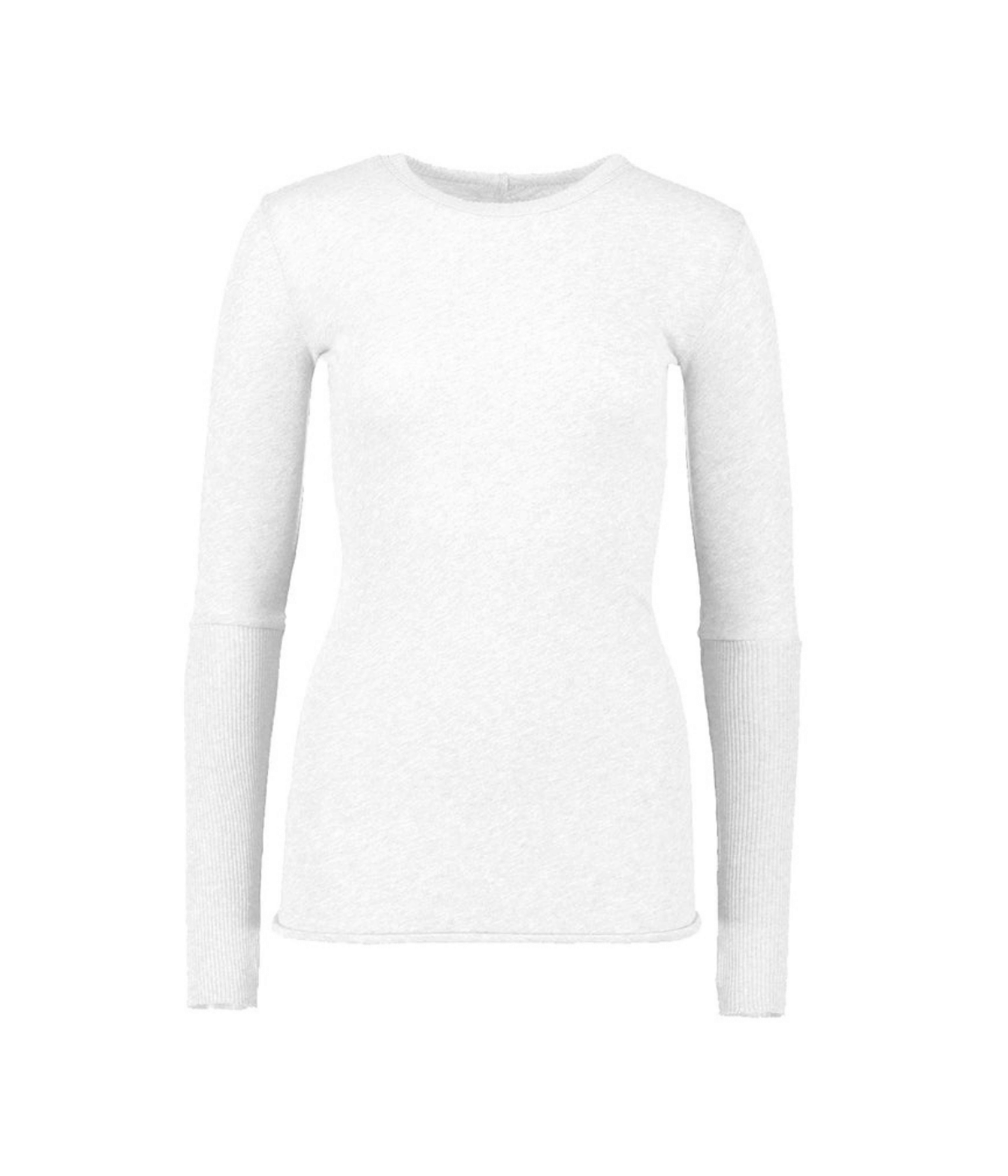 Cashmere Crew Neck Fitted Long Sleeve Top in White