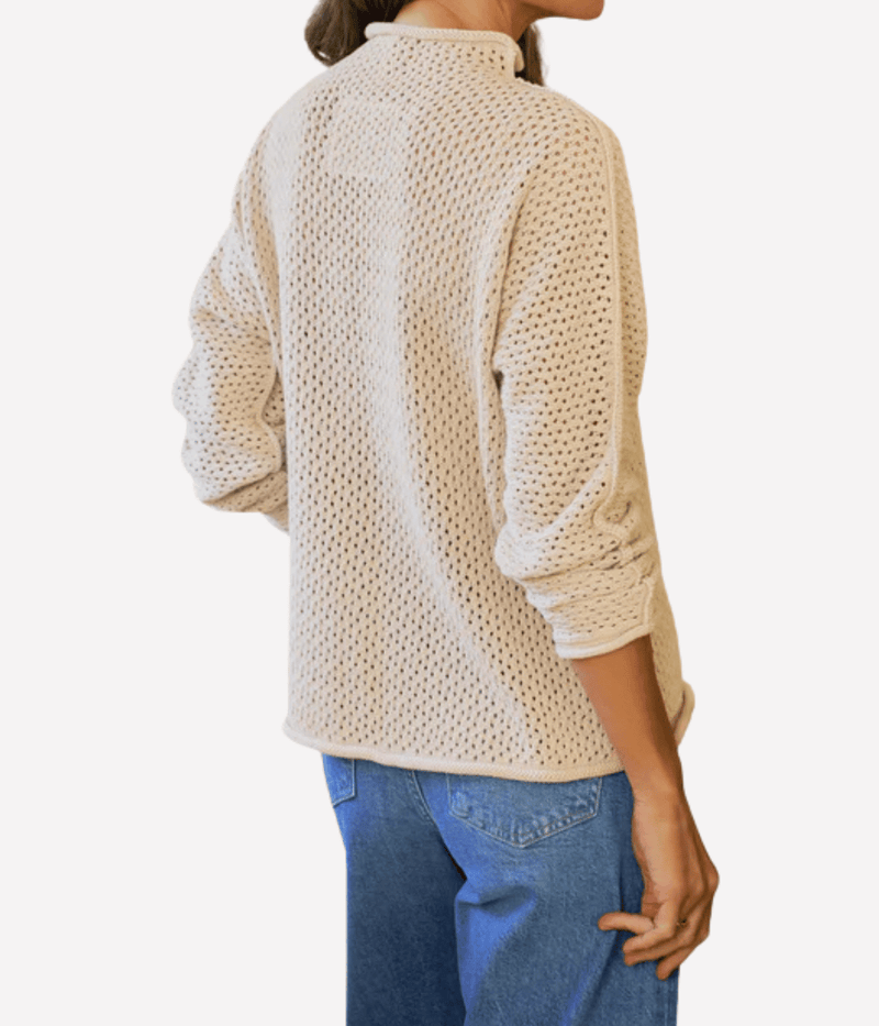 Monterey Pointelle Sweater in Sand