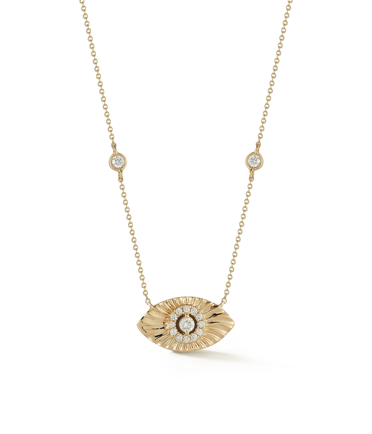 Teddi Paige Bezel Evil Eye Necklace in 14k Yellow Gold