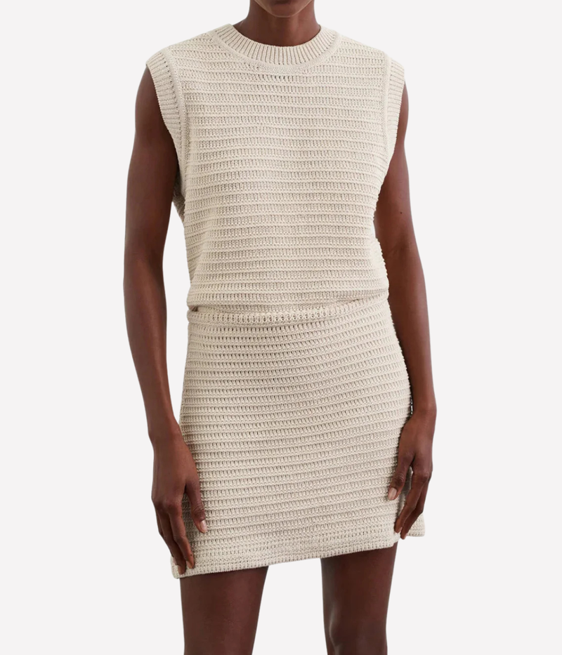 Soft Goat Mini Skirt in Beige – Front View