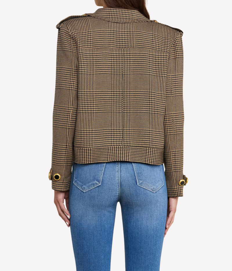 Xoey Cropped Trench In Brown Black Glen Plaid