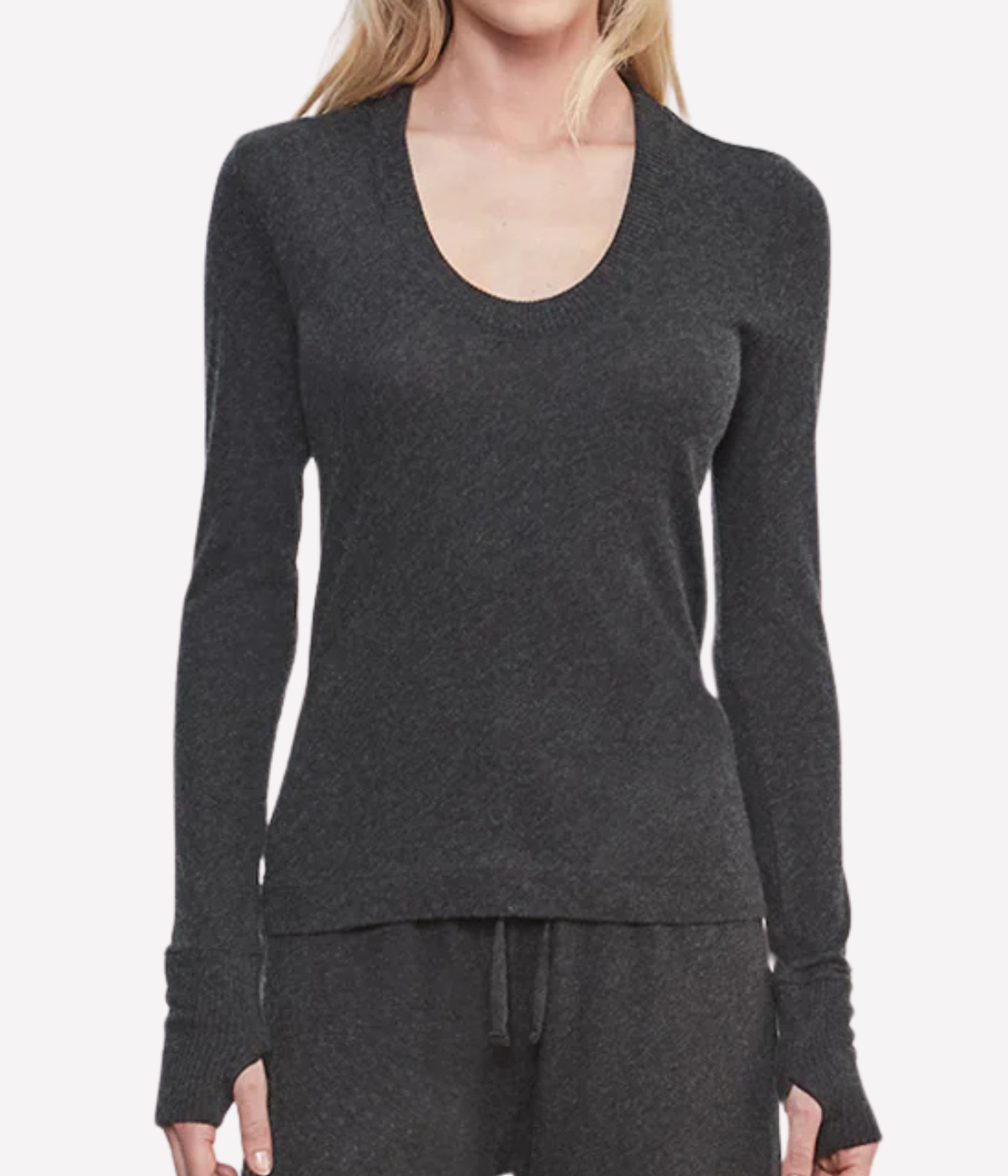Cashmere Easy Cuffed U In Charcoal