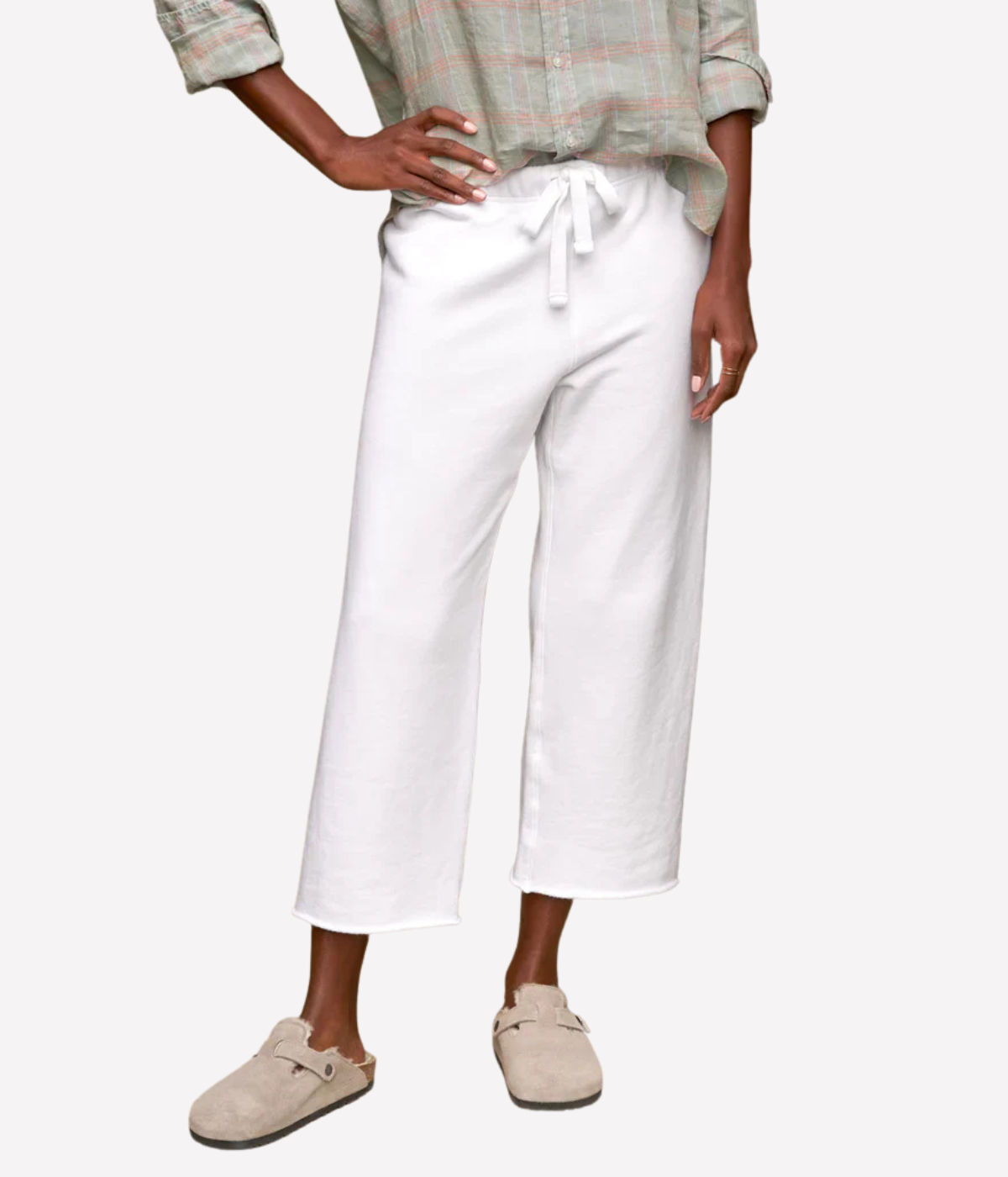 Catherine Cropped Sweatpant in White