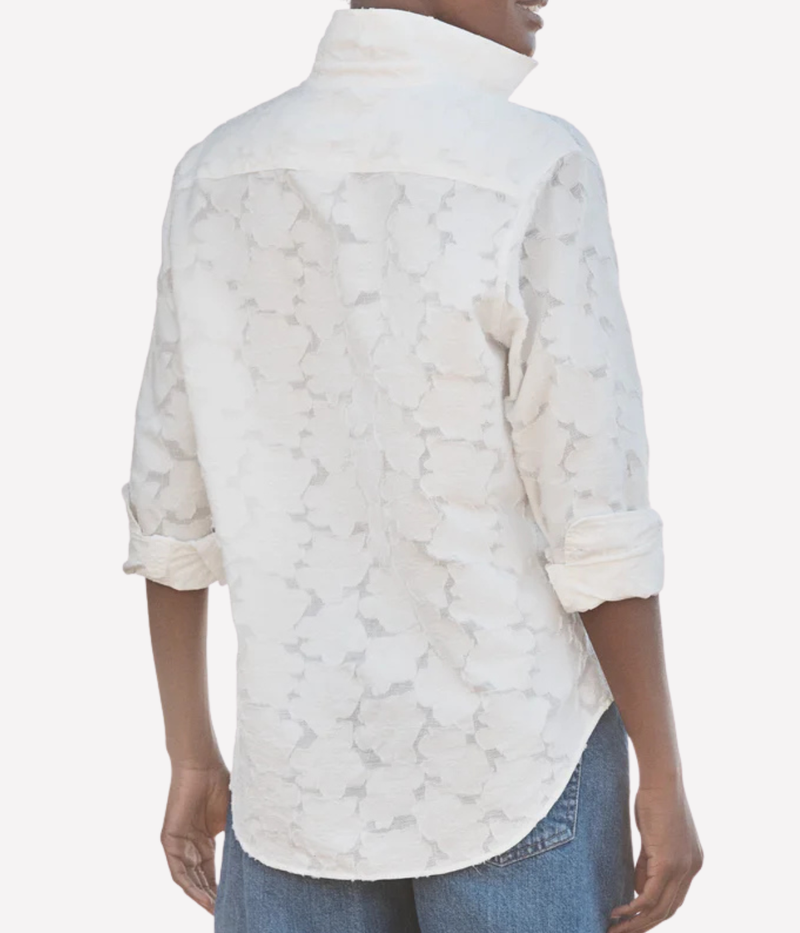 Eileen Woven Button Up Shirt IN Textured Natural Flowers