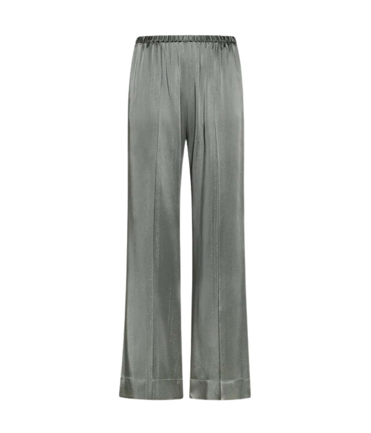 Silver pinstripe satin regular waist pants in ombra