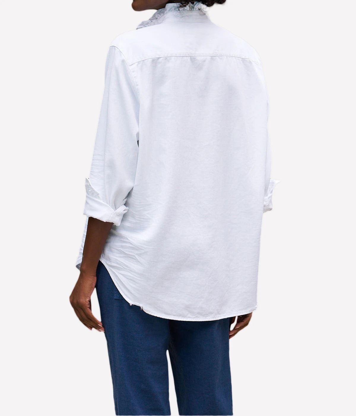 Eileen Ruffle Collar Button-Up in WHITE