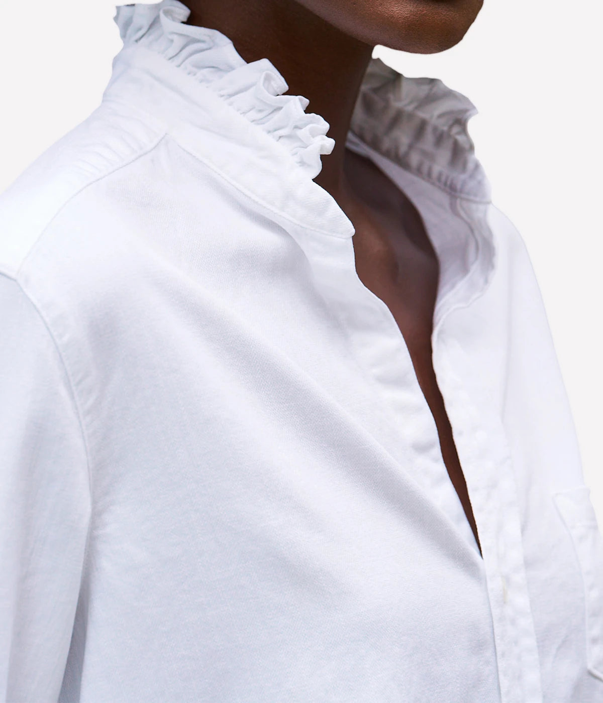 Eileen Ruffle Collar Button-Up in WHITE