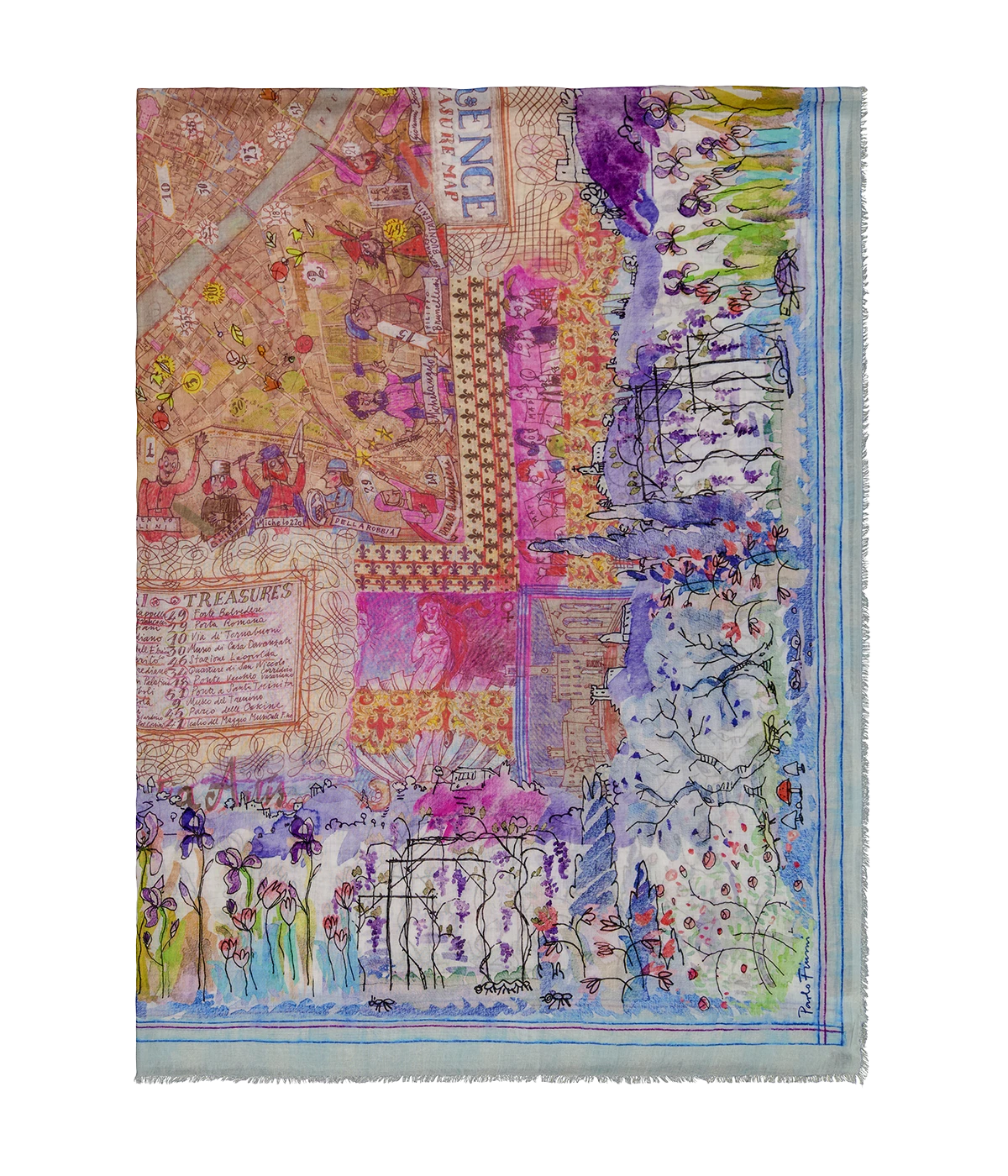 Florence Map Scarf in Multi