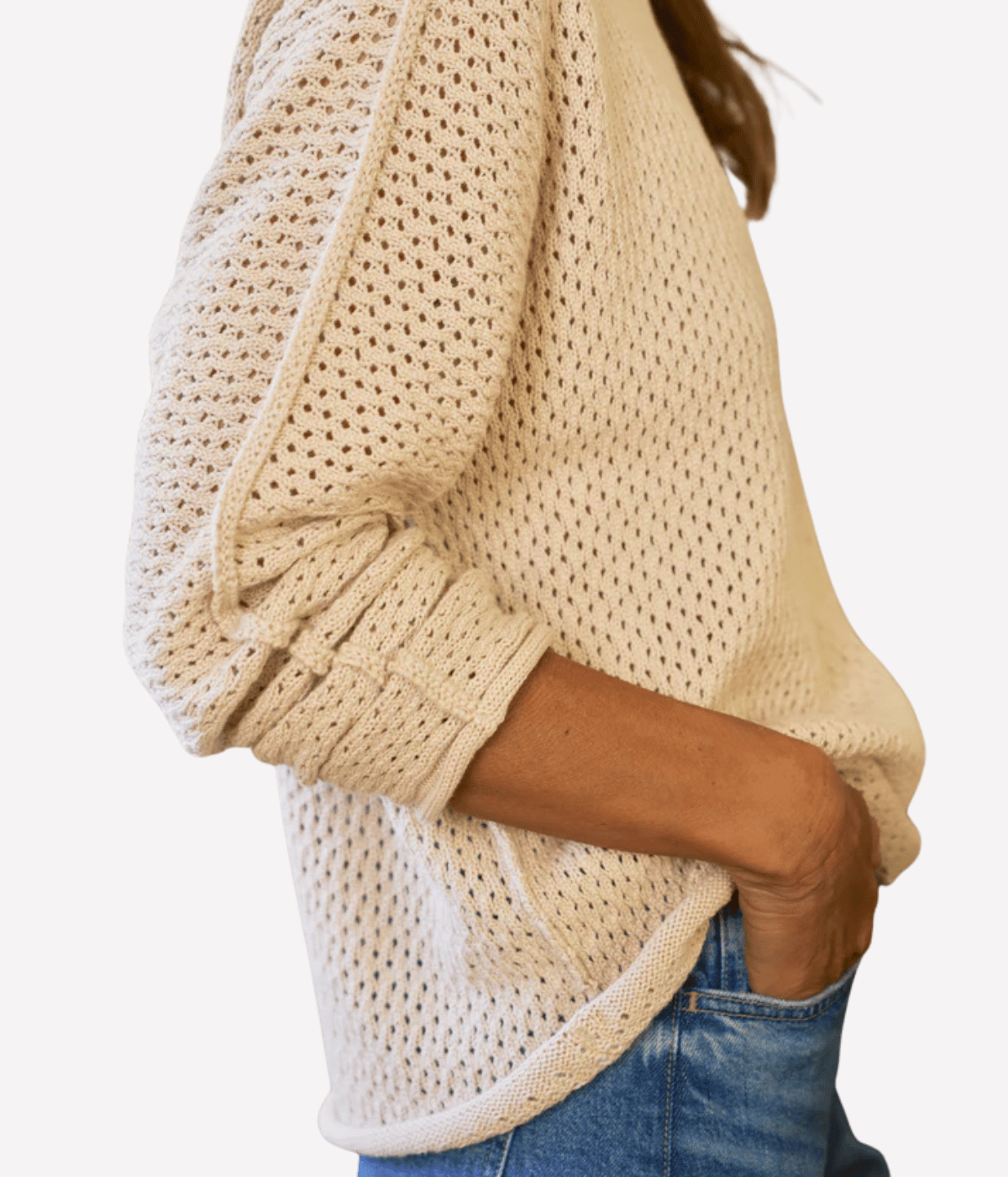 Monterey Pointelle Sweater in Sand
