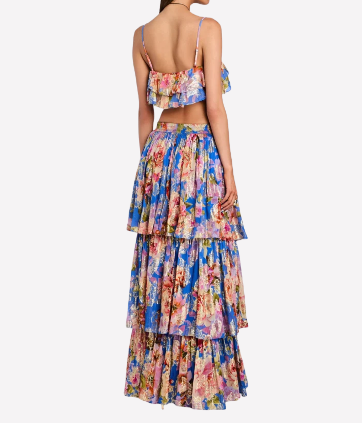 Tiered Maxi Skirt In Blue