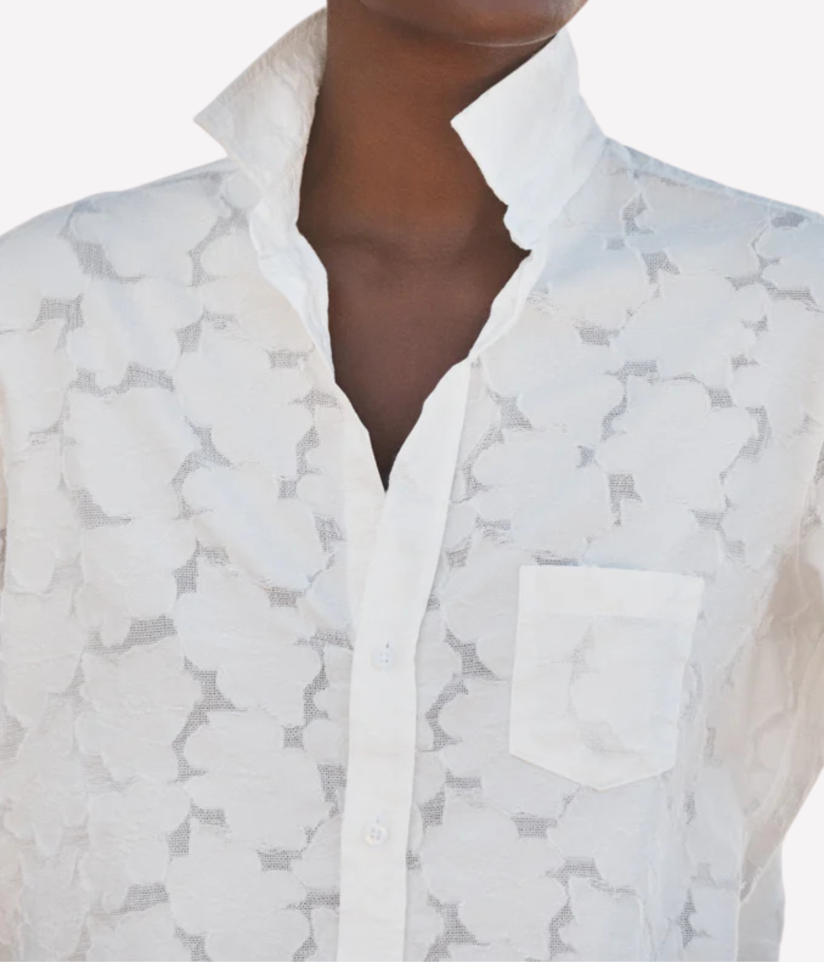 Eileen Woven Button Up Shirt IN Textured Natural Flowers
