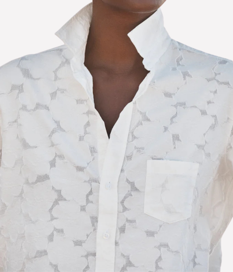 Eileen Woven Button Up Shirt IN Textured Natural Flowers