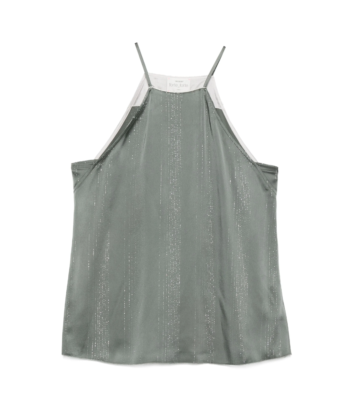 Silver pinstripe satin strap top in ombra