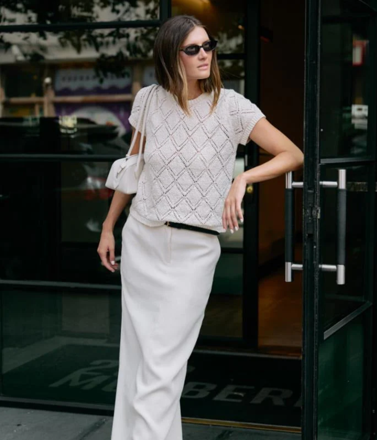 Cotton Pointelle Top in Ivory