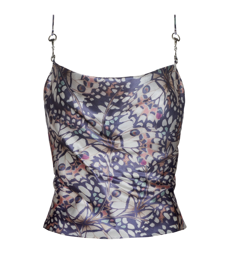 Calista Cowl Neck Cami In Multi Small Butterfly Wing