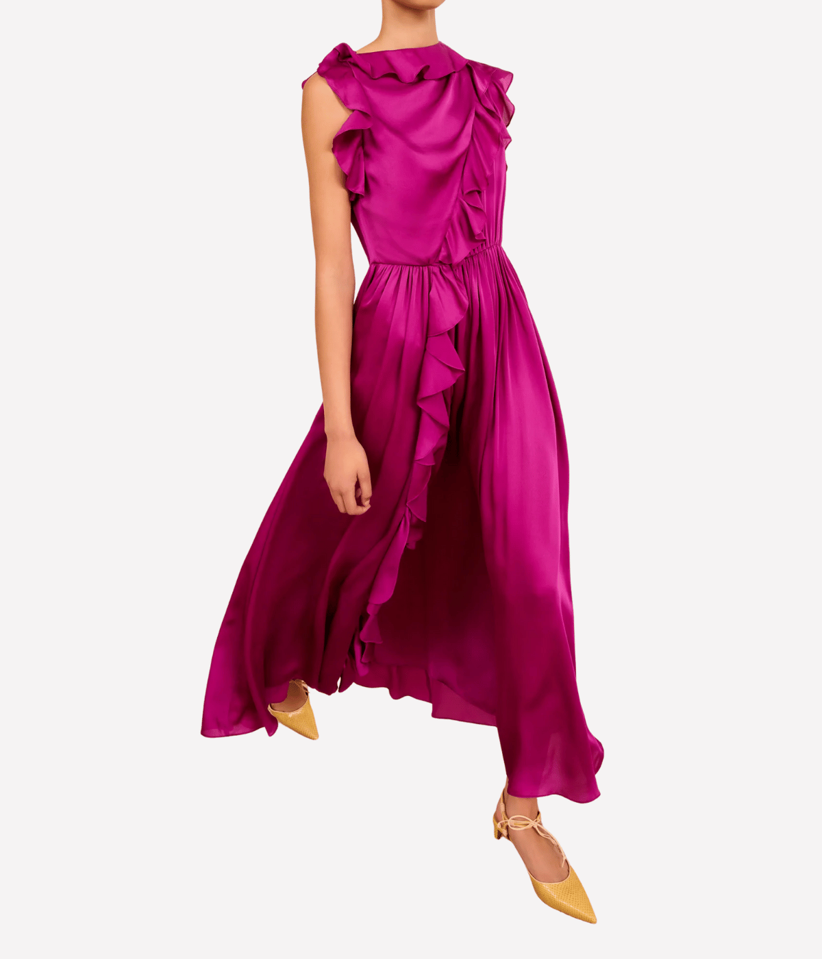 Saanvi Cascading Ruffles Dress in Mulberry
