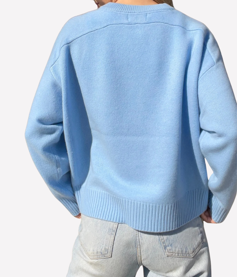 Iliana Cashmere Crew Neck Pullover in Azure