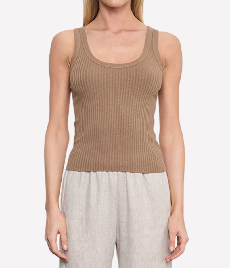 Military Rib Crop Tank in ARMY