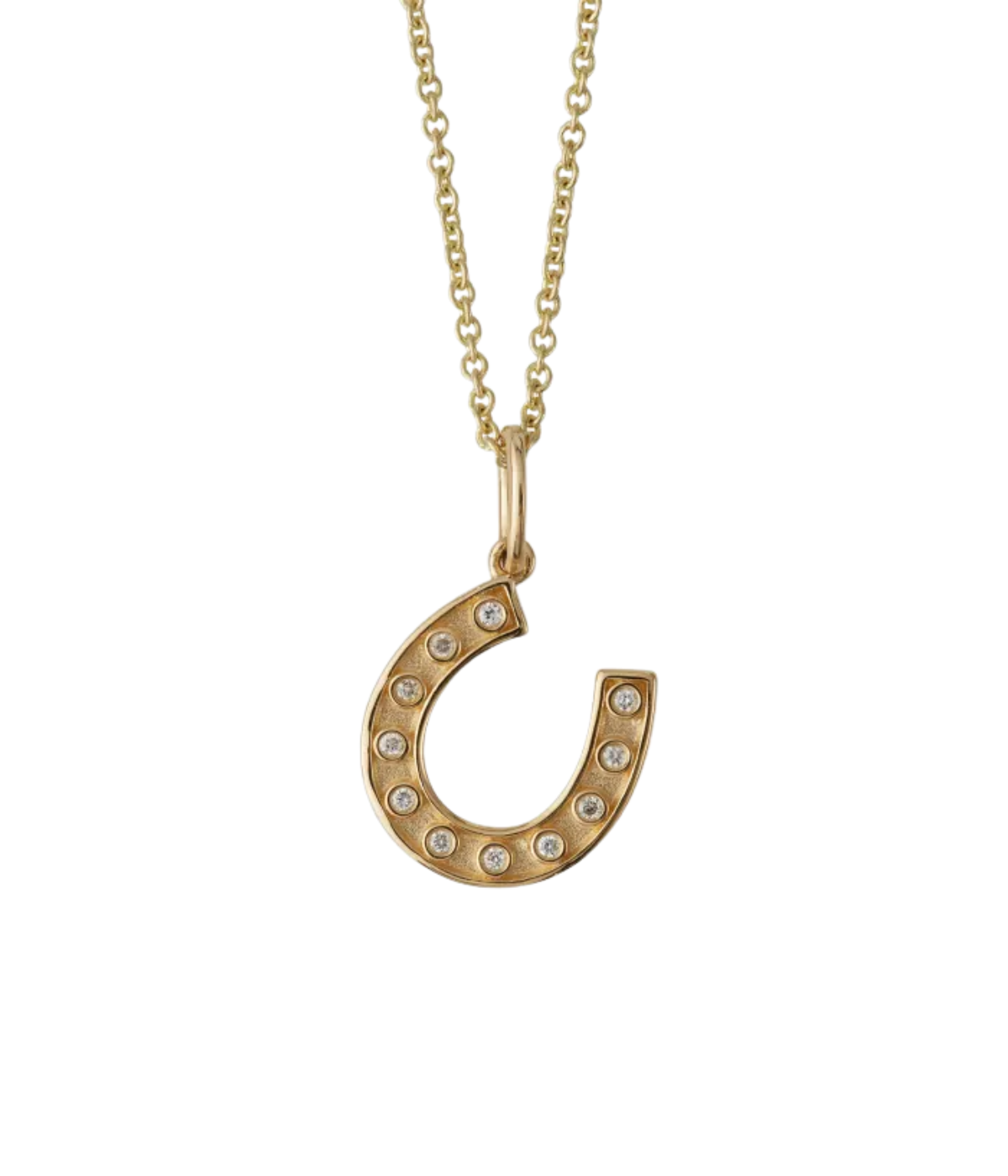 Small Bezel Horseshoe Charm In 14K Yellow Gold