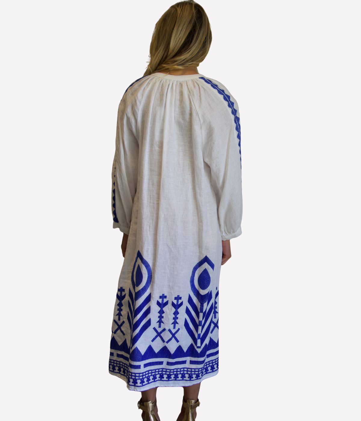 *FINAL SALE* Long Feather Chevron Dress