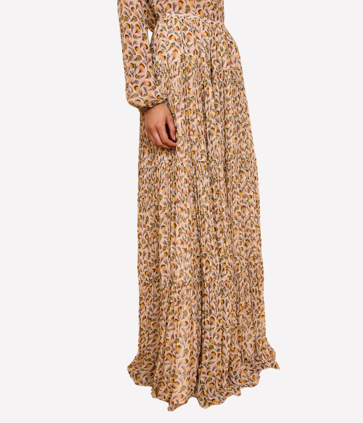 Gaelle Silk High Waist Maxi Skirt in SWAN