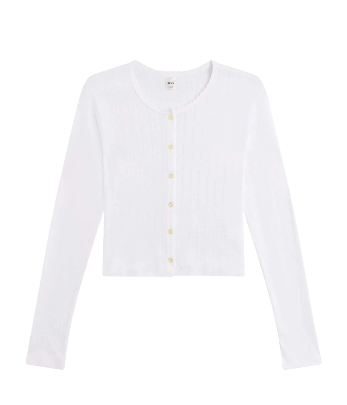 Pointelle Crop Cardigan in White