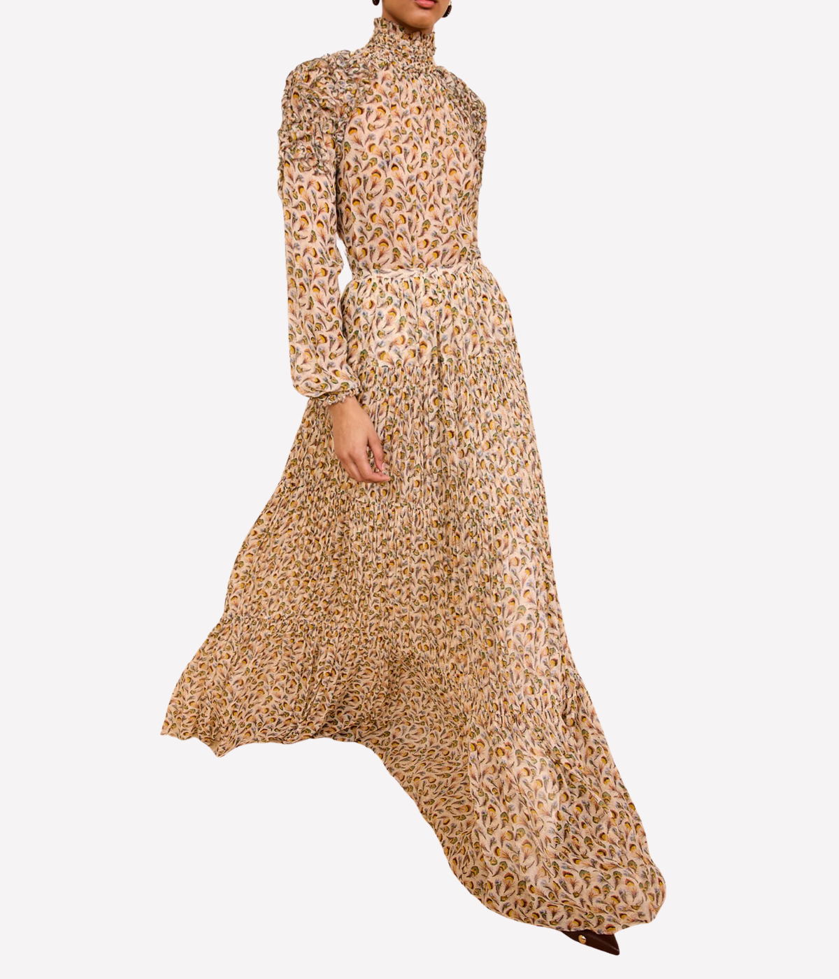 Gaelle Silk High Waist Maxi Skirt in SWAN