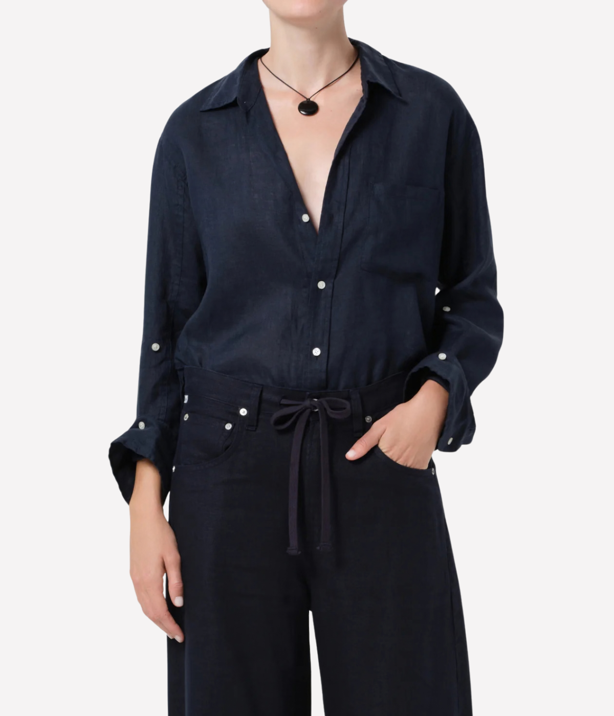 Kayla Shrunken Shirt in True Navy