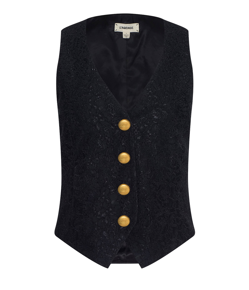 Kino Bonded Lace Vest In Black
