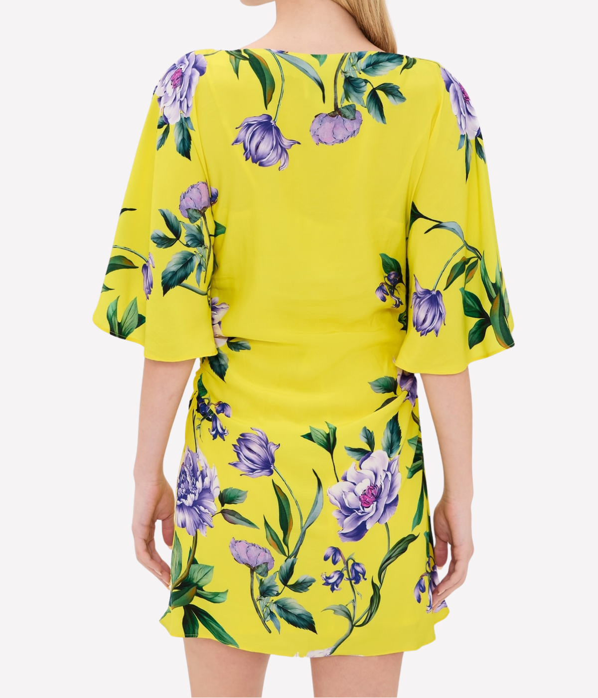 Boat Neck Short Dress In Yellow