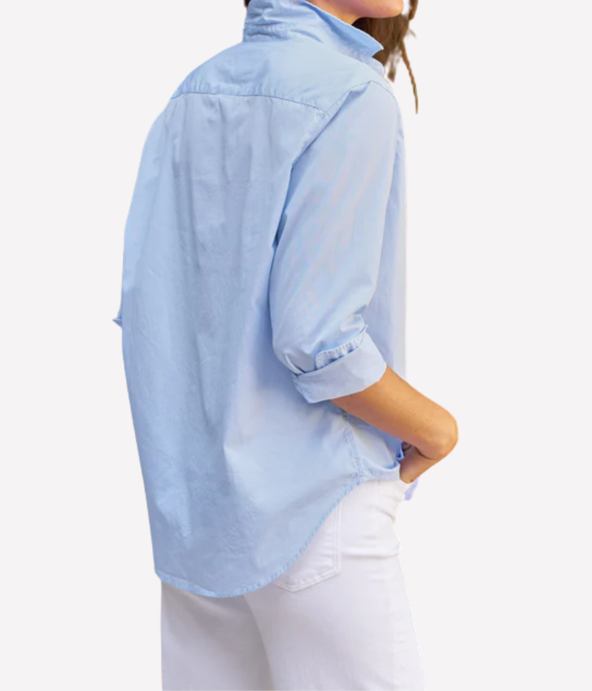 Eileen Woven Button Up in SOLID BLUE